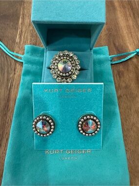 Kurt Geiger Crystal Ring and Earrings Set
